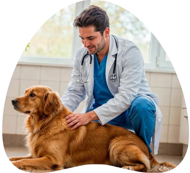Veterinario atendiendo a un perro